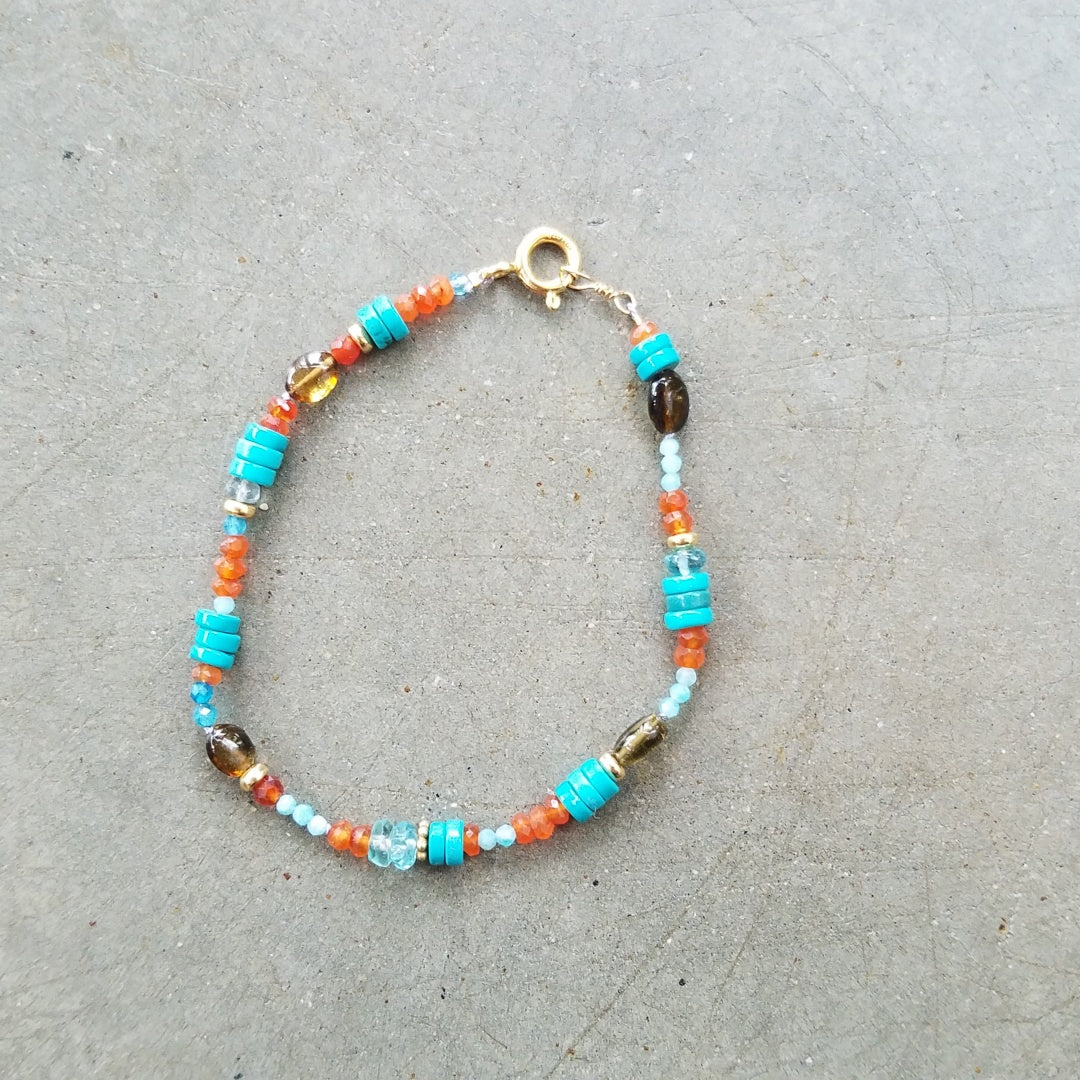 Turquoise Carnelian bracelet, handcrafted by Antiqua Jewelry